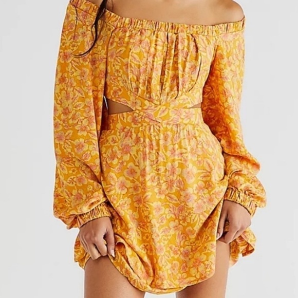 Free People Yellow Floral Dress XS - Picture 1 of 10
